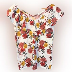 Loft Outlet Floral Loft Women’s Floral Print Ruffle Top Size:M